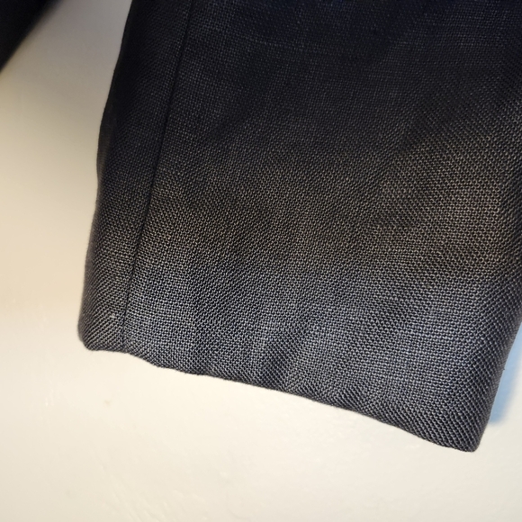 Black 100 % Linen Double-Breasted Blazer Sz 10 - Picture 5 of 8